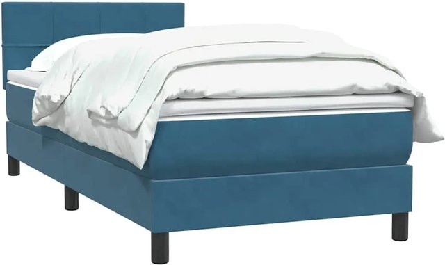 vidaXL Boxspringbett mit Matratze Dunkelblau aus Samt, B/T/H: 80 x 220 x 103 cm - Bild 1