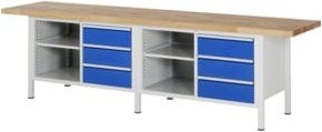 Rau Werkbank höhenverstellbar mit 6 Schubladen, B/T/H: 300 x 70 x 84-104 cm, Mehrfarbig - Bild 1