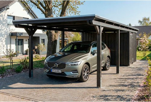 SKANHOLZ Carport Emsland aus Fichte mit EPDM-Flachdach und Abstellraum in Anthrazit, B: 846 cm, T: 340 cm - Bild 1