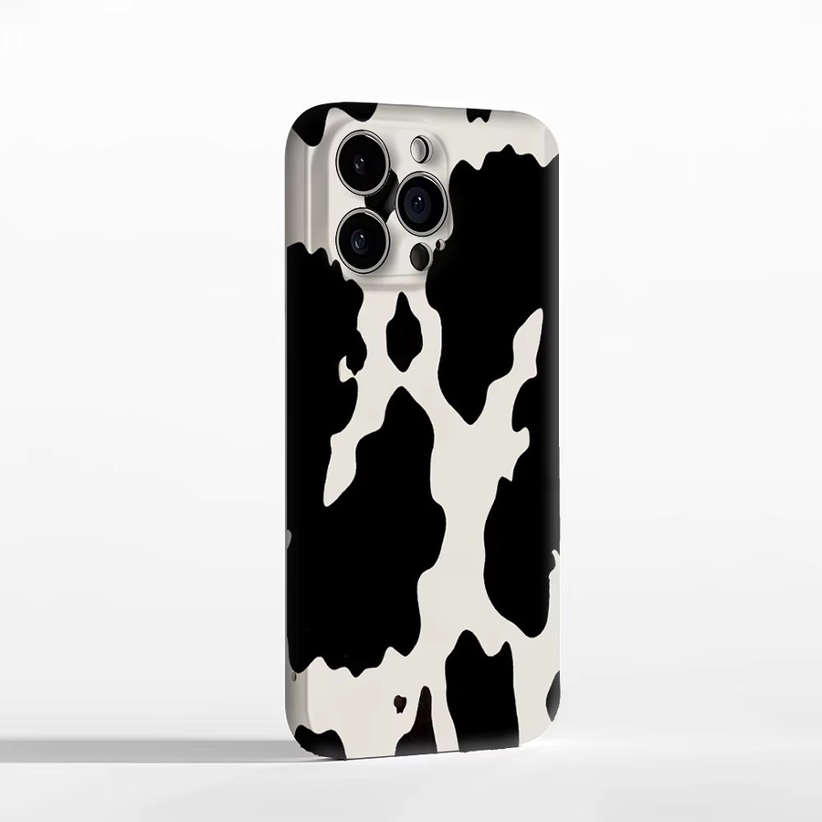 Handyhülle mit schwarz-weißem Kuh-Print für Apple iPhone 17 16 15 14 13 12 Pro Max Plus mit doppelschichtiger Rückseite - Bild 3