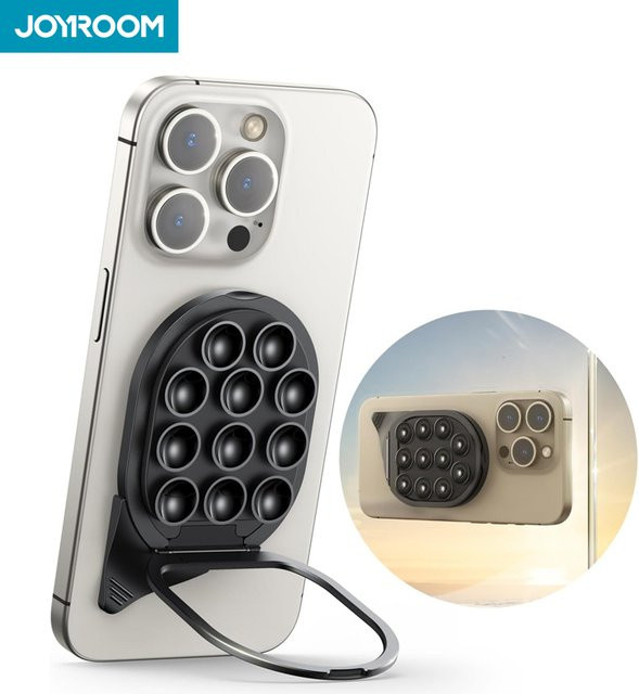 JOYROOM Magnetischer Handyhalter mit Saugnapf und Zugring für iPhone, Samsung und Android in Schwarz oder Weiß - Bild 1