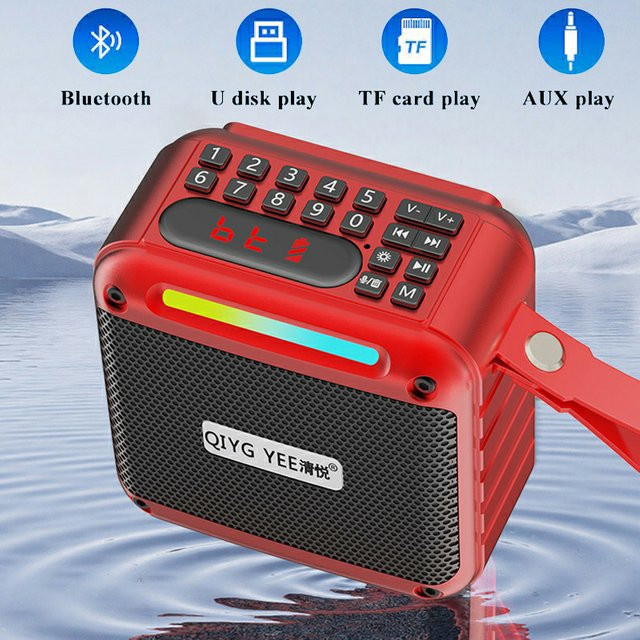 JINSERTA Mini Tragbarer Bluetooth-Lautsprecher mit HiFi-Klang, TWS-Funktion, Display und USB-Anschluss, Grün - Bild 1