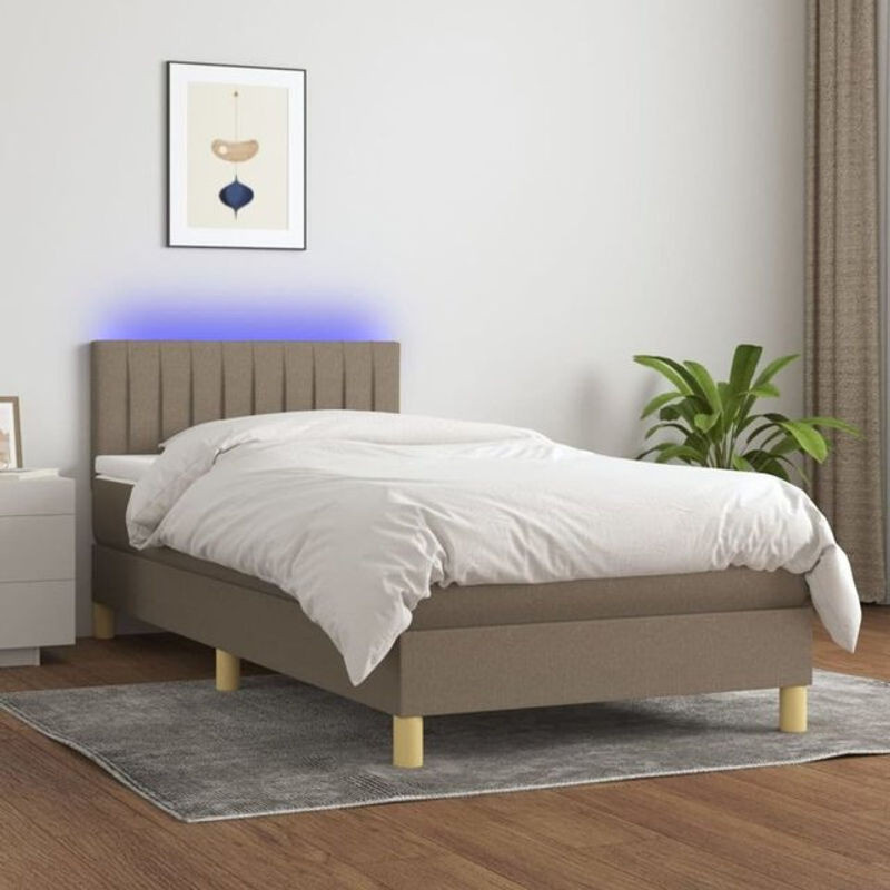 vidaxl Boxspringbett mit Matratze in Taupe meliert, Stoff, B/T/H: 200 x 80 x 78 cm - Bild 1