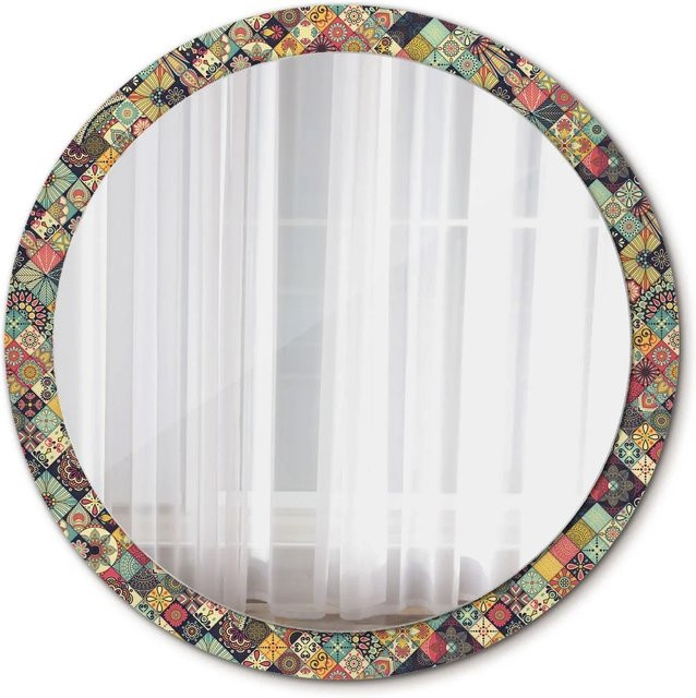 Tulup Rund Spiegel mit Patchwork Fliesen Design in Multicolour Durchmesser: 100 cm - Bild 1