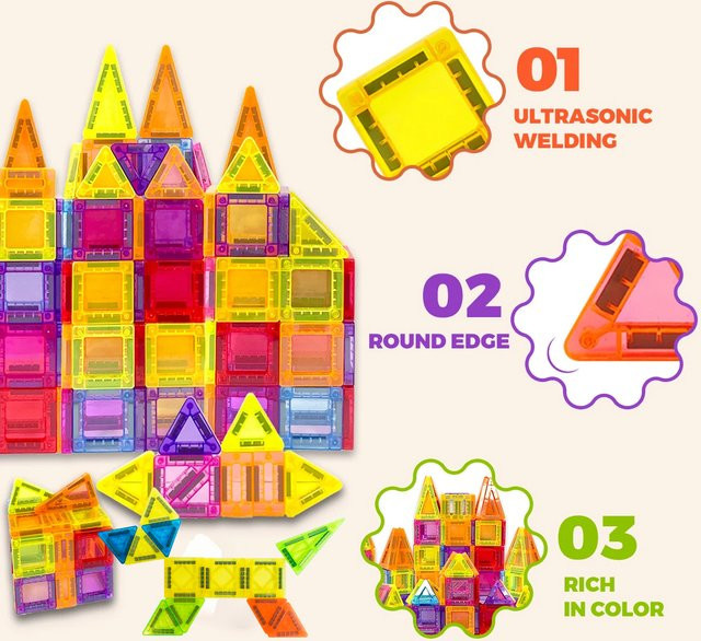 GIROMAG Magnetfliesen Erweiterungsset Bunte Magnetbausteine STEM-Starter-Set für Kinder ab 3 Jahren - Bild 1