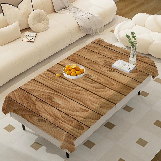Waschbare rechteckige Tischdecke von JMG Household Supplies in Braun mit Holzoptik, wasserabweisend, B: 100 cm, L: 160 cm - Bild 1