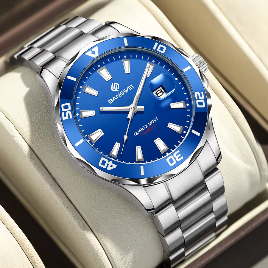 LIGE Armbanduhr Quarz, Edelstahl, Blau, Herren - Bild 5