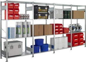 Schulte Fachbodenregal Stecksystem MULTIplus150 in Silber, H x B x T: 200 x 400 x 60 cm - Bild 1