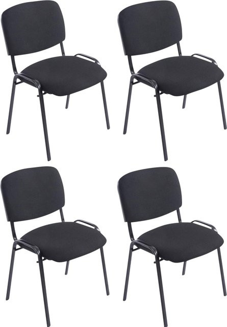 CLP 4er Set Stapelstühle Ken XL in Schwarz mit Stoffbezug und Metallgestell - Bild 1