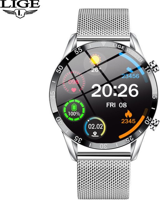 LIGE Smartwatch, Edelstahl, Silber, Herren - Bild 1