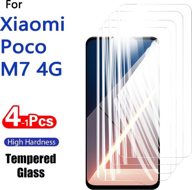 Displayschutzfolie aus gehärtetem Glas für Xiaomi Poco M7 4G, 9H kratzfest, transparent - Bild 1