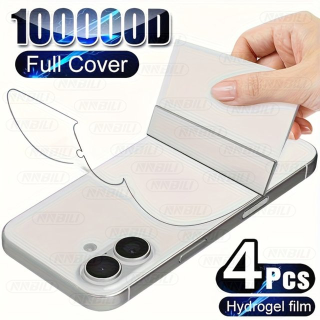 NNBILI 4er-Set Hydrogel-Schutzfolie für die Rückseite von iPhone (Modelle: 17 Pro Max, 17 Air, 16 Pro, 16, 15, 14, 13, 12, 11, 16e, 17e Plus, X, XS Max, Mini), transparent - Bild 1