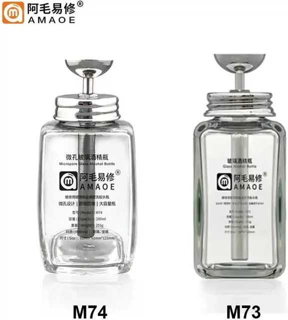 AMAOE Mikroporenglas-Alkoholflasche für die Telefonwartung mit Edelstahlrohr und Presstyp, transparent, 200 ml - Bild 1