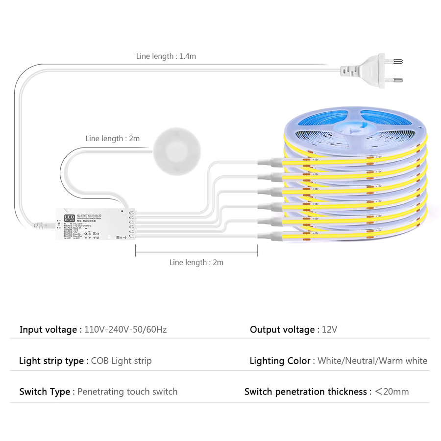 Lcamaw LED Küchenregal Beleuchtung mit COB-Technik, dimmbar mit Touch-Sensor und Hand-Sweep-Bewegungssensor, Farbe: Weiß - Bild 3