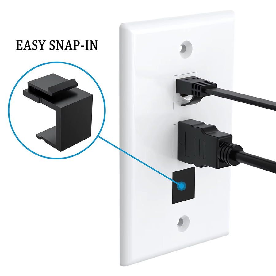 ZoeRax 30er-Pack leere Keystone-Klinkeneinsätze für Keystone-Wandplatten und Patchpanels in Schwarz und Weiß - Bild 3