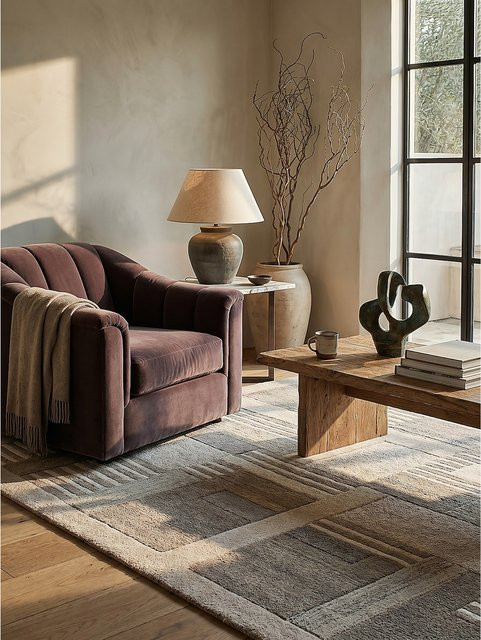 Wollteppich Kadima Design von EDALE in Natur und Beige mit geometrischem Muster, B/T: 200 x 300 cm - Bild 1