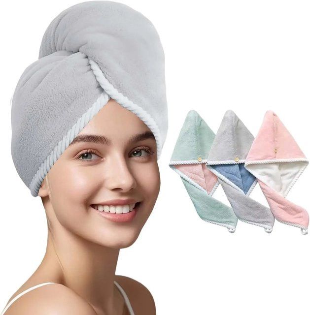 Doppelt verdicktes Haarhandtuch aus 100 % Mikrofaser als Haarhandtuchwickel für Frauen in Blau - Bild 1