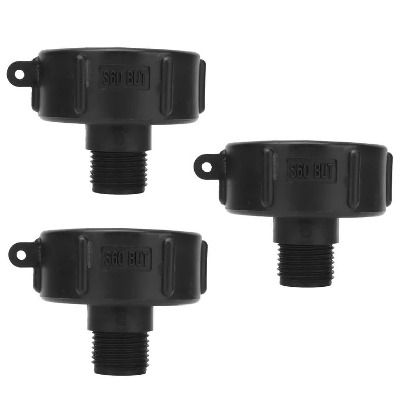 3er Set IBC Tankanschluss G34 Gewinde aus schwarzem ABS Kunststoff als Ablaufadapter Ersatzventilanschluss S60x6 von TOMTOP JMS - Bild 3