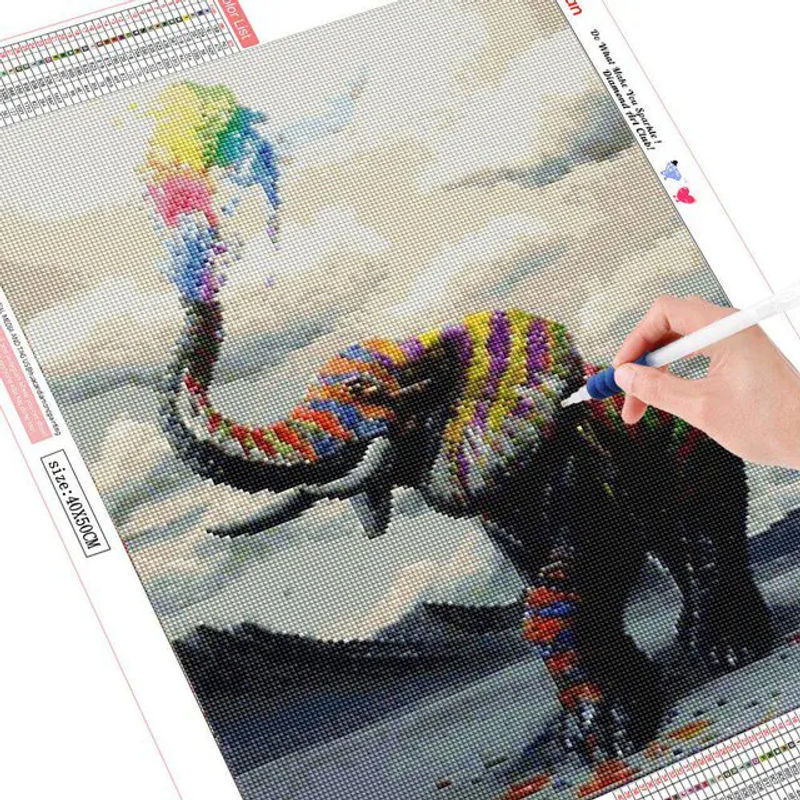 FIYO Diamant-Stickerei Set Elefant 5D Diamant-Mosaik DIY Malerei in Mehrfarbig - Bild 1