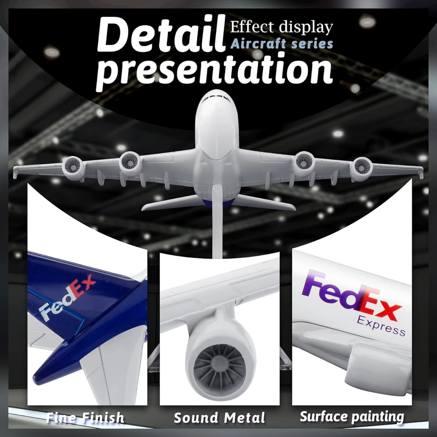 ZOCO A380 Flugzeug Modell, Fedex Airlines, Metall, 1:400 Skala - Bild 4