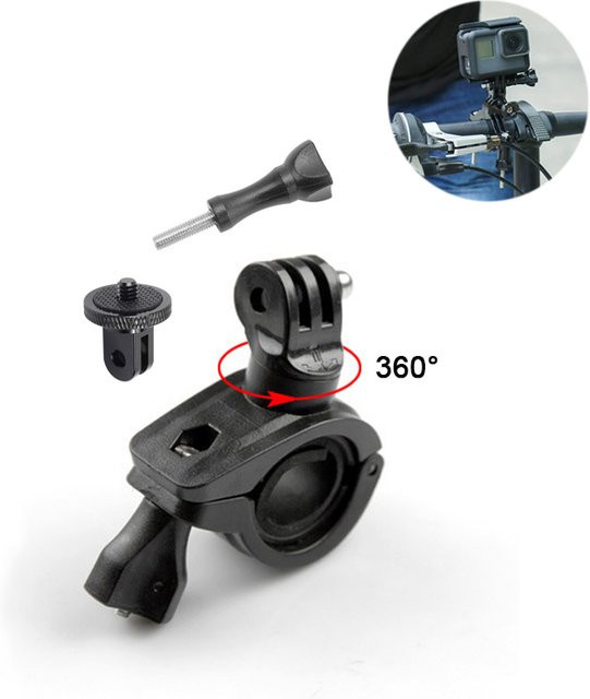 Motorrad-Lenkerhalterung in Schwarz für GoPro, Insta360 und DJI Osmo Action Kameras - Bild 1