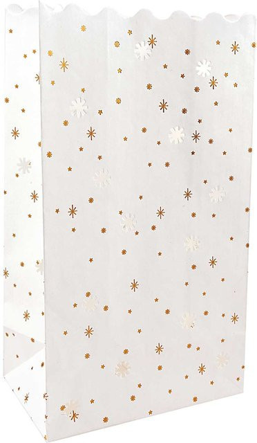 Rico Design Paper Poetry Lichttüten Sterne groß, 5 Stück, Weiß mit Hot Foil Effekt - Bild 1