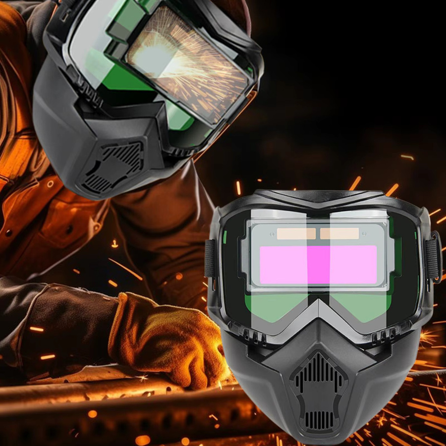 Automatischer Schweißhelm mit Lichtwechsel und atmungsaktiver Maske, Schwarz, verstellbares Kopfband - Bild 6