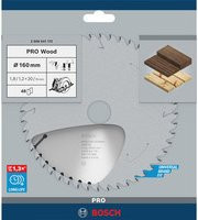 Bosch Optiline Wood Kreissägeblatt mit 48 Zähnen, Hartmetall, Farbe: Silber, Durchmesser: 160 mm, Bohrung: 20/16 mm, Breite: 1,8 mm - Bild 2