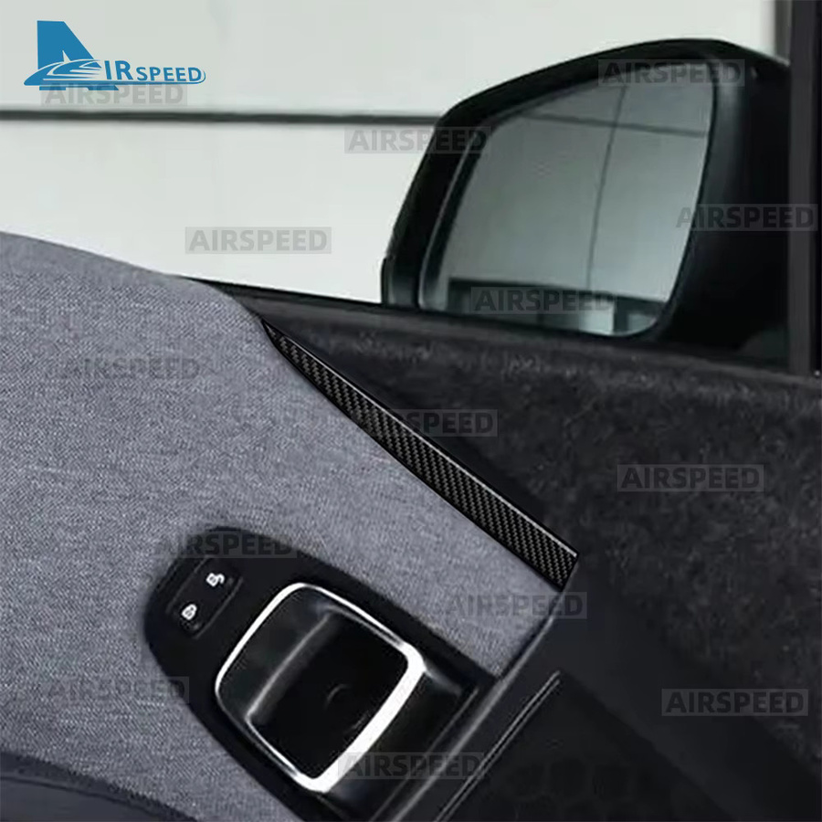 AIRSPEED Carbon-Dekor-Trim-Panel für BMW i3 (2013-2022), Türlautsprecher-Abdeckungen aus Soft-Carbon-Faser, Schwarz, 2 Stück - Bild 2
