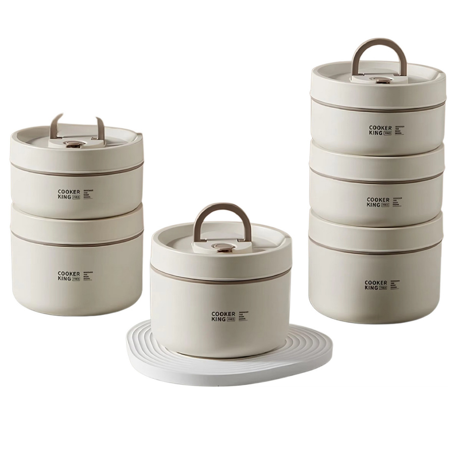 COOKER KING Lunchbox-Set aus Edelstahl in Silber, 3-5 Teile, auslaufsicher, isoliert und mikrowellengeeignet inklusive Thermotasche - Bild 4