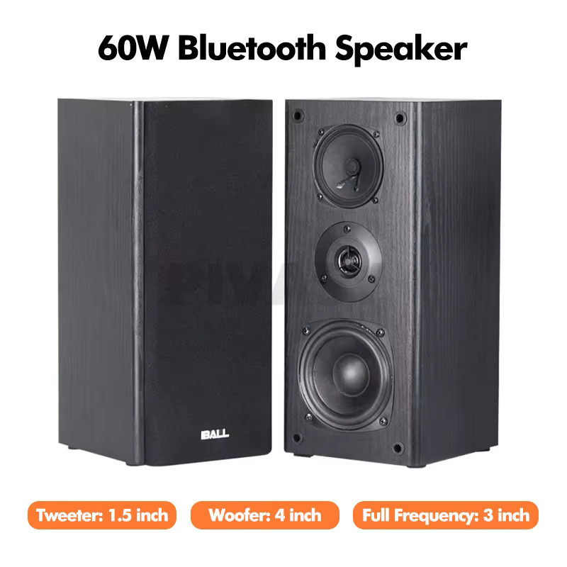 Branwish Passive HiFi Bücherregal Lautsprecher Set, 60 W, 3-Wege Surround Sound, Schwarz - Bild 2