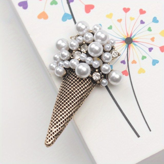 SKEDS Eis Pin Zubehör, Messing, Gold, Perle, Damen - Bild 1