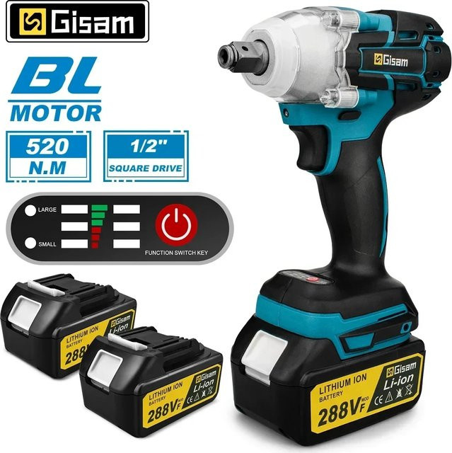Makita bürstloser elektrischer Schlagschrauber 1/2 Zoll mit 520 Nm Drehmoment und 18V Lithium-Ionen-Akku für die Kfz-Reparatur - Bild 1