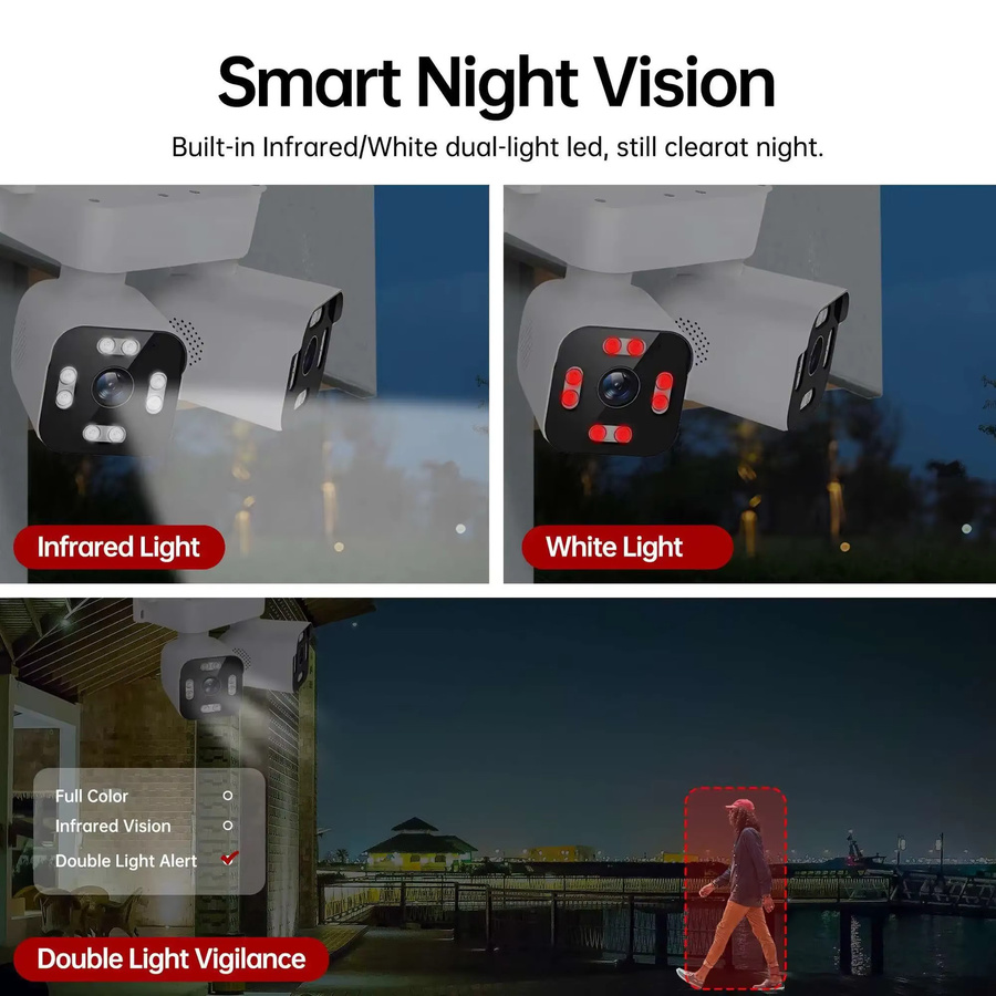 ICam365 5K 10MP WLAN IP-Kamera für Außenbereich in Weiß mit Doppellinse, Doppelbildschirm, Menschenerkennung und Audio zur CCTV-Überwachung - Bild 4