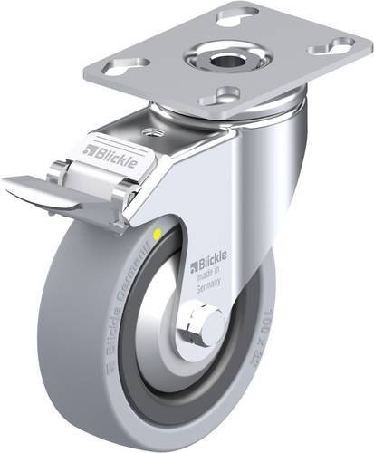 Blickle Lenkrolle mit Feststeller 324137 LKPA-VPA 101K-FI-EL-FA, Rad-Durchmesser: 100 mm, Tragfähigkeit: 80 kg, Farbe: Schwarz/Grau - Bild 1