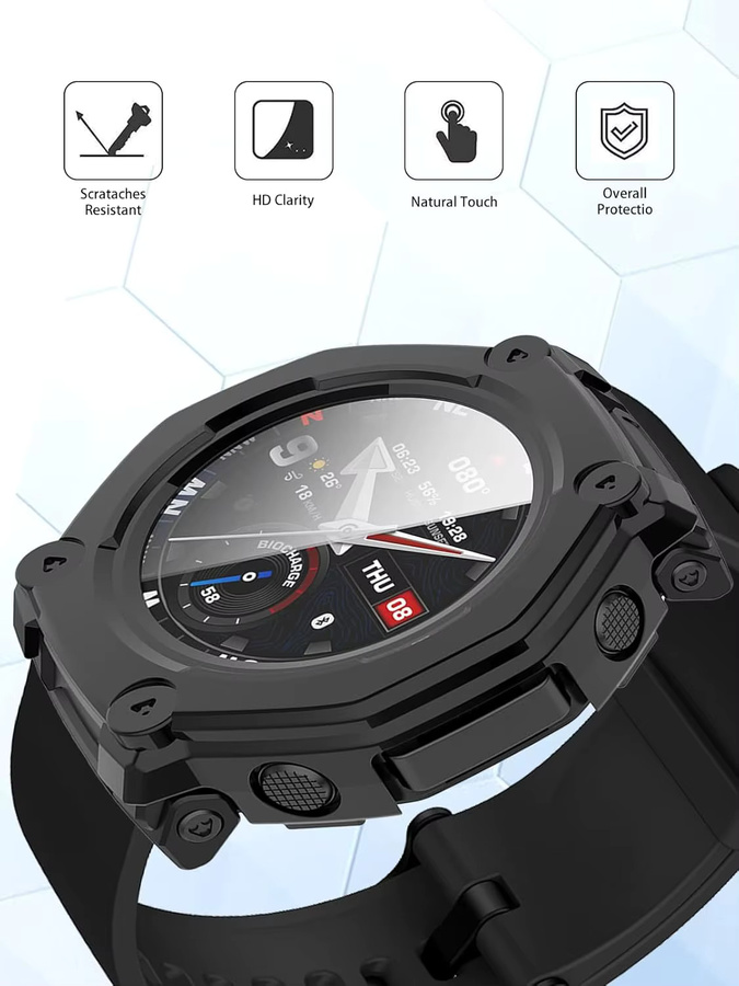 Amazfit Uhrenabdeckung, Silikon, Schwarz, Amazfit T-Rex 3 Pro 48mm - Bild 3