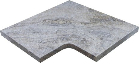 WOHNRAUSCH Beckenrandstein Mudra Grey aus Travertin in Grau/Beige, 1 Eckstück, gefast, B: 61 cm, T: 61 cm, H: 3 cm - Bild 1