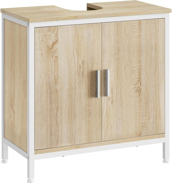 EUGAD Waschbeckenunterschrank Weiß mit höhenverstellbarer Trennwand, B/T/H: 60 x 60 x 30 cm - Bild 1
