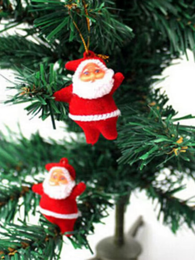 6er Set Otmagelu Weihnachtsbaum Anhänger Mini Santa Claus Puppen in Rot und Multicolour aus Textil - Bild 3