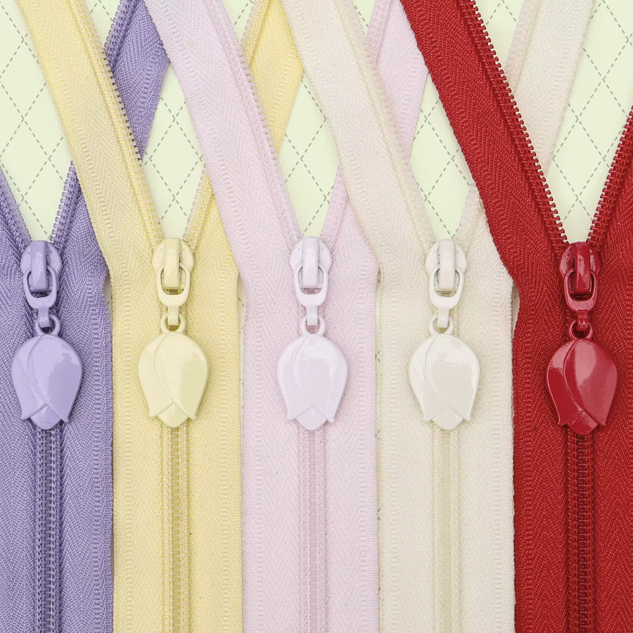 Changsons Set aus 5 Nylon-Reißverschlüssen mit 10 knospenförmigen Reißverschlussgriffen, Länge: 4,57 m - Bild 2