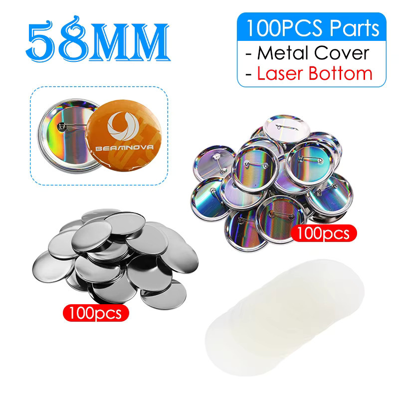 DIY Button Maker Zubehör Set mit leeren Ansteckpin-Komponenten in Silber und Multicolour für die Herstellung von Abzeichen, Durchmesser: 25 mm, 32 mm, 37 mm, 44 mm, 58 mm - Bild 2