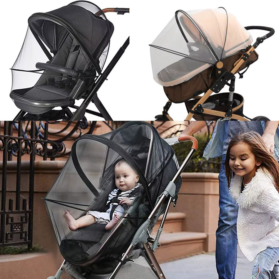 Dehnbares Moskitonetz in Schwarz als Bezug für Babys, Autositz, Wiege und Kinderwagen mit Reißverschluss - Bild 5