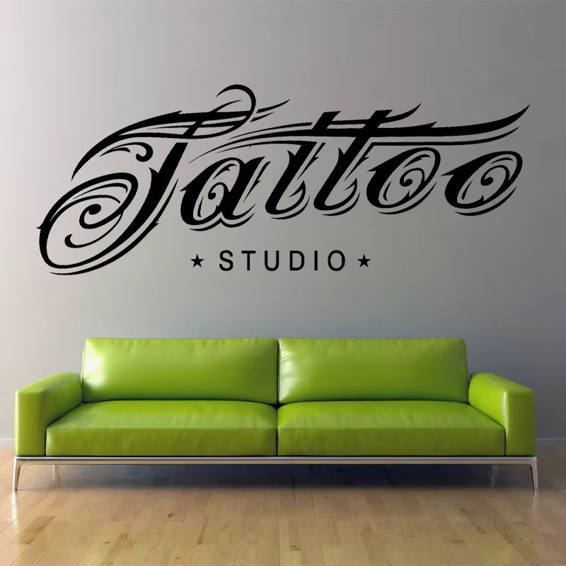 ROWNOCEAN Tattoo Studio Logo Wandkunst Aufkleber in Grün und Schwarz aus Vinyl - Bild 2