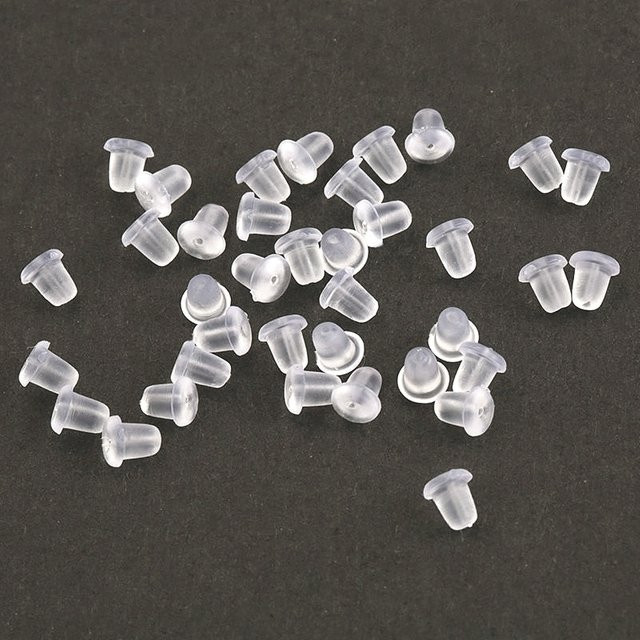 QIAO Ohrringverschlüsse, Silikon, Weiß, 4 mm, Unisex - Bild 1
