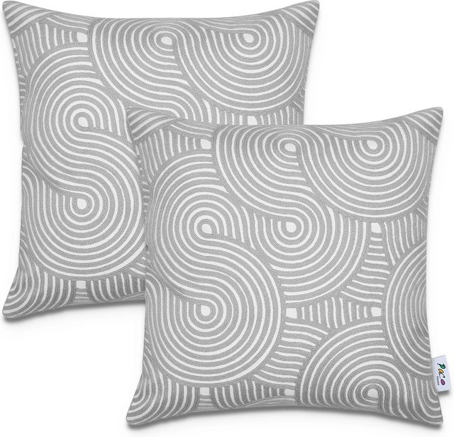 2er-Set Kissenbezüge Chino aus Baumwolle in Grau, B/B: 45 x 45 cm - Bild 1