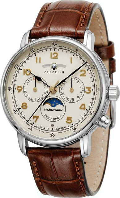 Zeppelin Armbanduhr, Quarz, Edelstahl, 40 mm, Leder, Herren - Bild 1