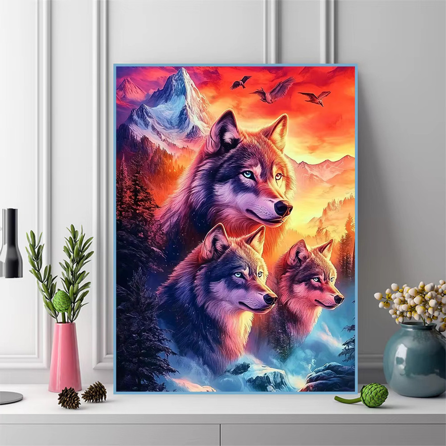 Evershine Diamant-Gemälde Wolf Mosaik-Strass-Bild in Multicolour für Anfänger, B/H: 30,0 x 20,0 cm - Bild 3