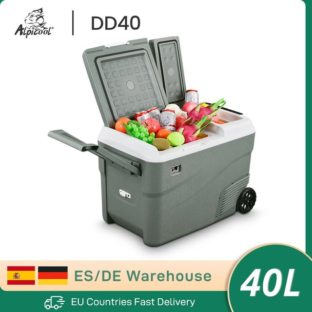 Alpicool DD40 Autokühlschrank 40L Kompressor Kühl-Gefrierkombination in Grau mit Zweizonen-Steuerung für Camping und Grillen - Bild 1