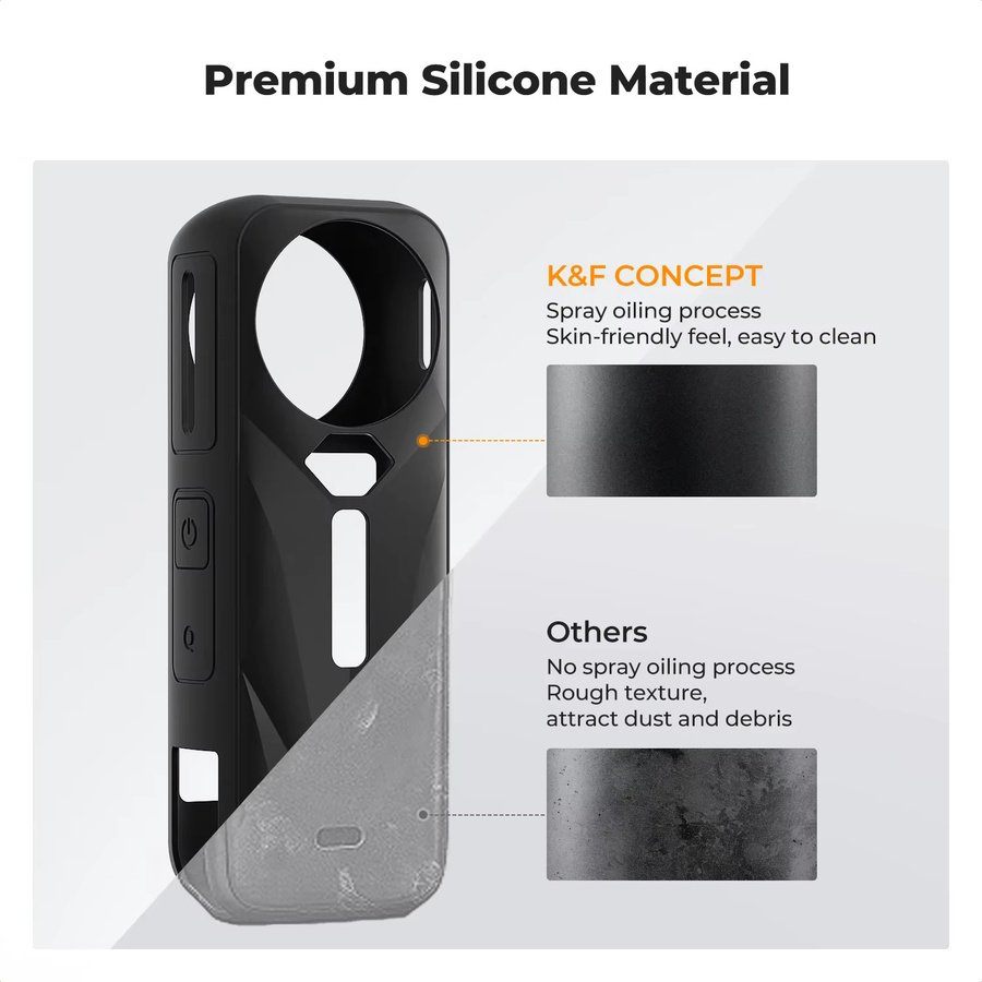 K&F CONCEPT Silikon-Schutzhülle für Insta360 X5 in Schwarz mit Objektivabdeckung und Rundumschutz - Bild 4