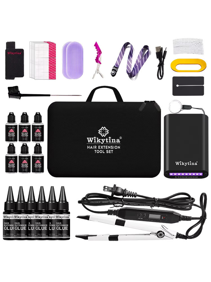 Wikytina Haarverlängerungs-Set mit UV-Licht-Werkzeugen, Kleber und Aushärtungslicht, Unisex - Bild 5